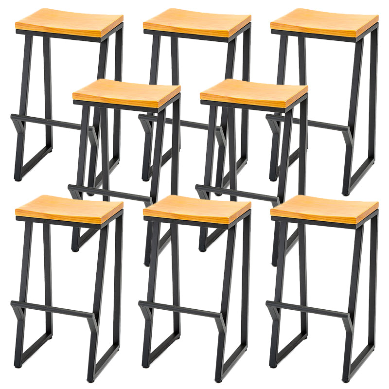 Modern Armless Counter Stool Iron Cafe Bar Stool with Seat and Pedal Natural 8 Piece Set Clearhalo 'Bar Furniture' 'Bar Stools' 'bar_stools' 'furn' 'furn_bar_stools' 'Furniture' 'Kitchen & Dining Furniture' 6095365