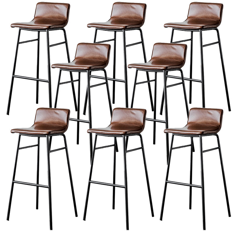 Modern Armless Counter Stool Iron Cafe Bar Stool with Seat and Pedal Black 8 Piece Set Clearhalo 'Bar Furniture' 'Bar Stools' 'bar_stools' 'furn' 'furn_bar_stools' 'Furniture' 'Kitchen & Dining Furniture' 6095367