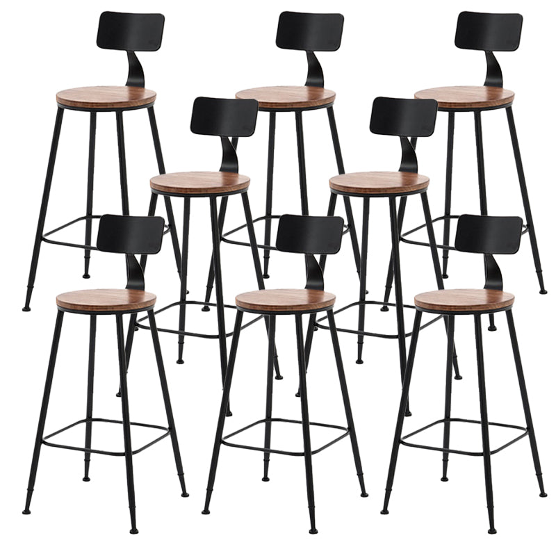 Modern Armless Counter Stool Iron Cafe Bar Stool with Seat and Pedal Light Brown 8 Piece Set Clearhalo 'Bar Furniture' 'Bar Stools' 'bar_stools' 'furn' 'furn_bar_stools' 'Furniture' 'Kitchen & Dining Furniture' 6095368