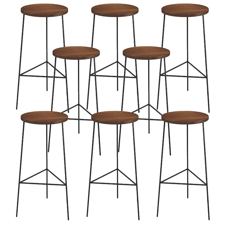 Modern Armless Counter Stool Iron Cafe Bar Stool with Seat and Pedal Brown 8 Piece Set Clearhalo 'Bar Furniture' 'Bar Stools' 'bar_stools' 'furn' 'furn_bar_stools' 'Furniture' 'Kitchen & Dining Furniture' 6095369