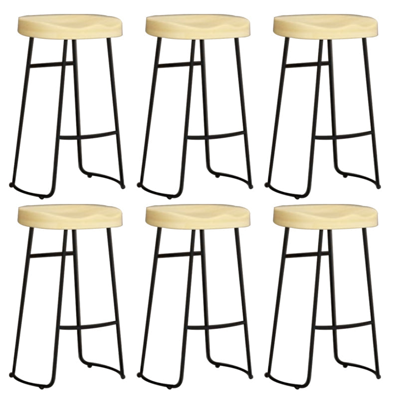 Modern Armless Backless Counter Stool Iron Dining Room Bar Stool with Pedal