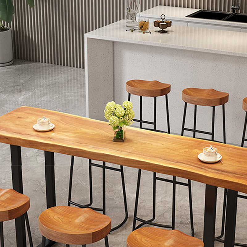 Modern Armless Backless Counter Stool Iron Dining Room Bar Stool with Pedal