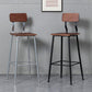 Modern Style Iron Barstool Solid Wood Seat Bar Chair with Backrest