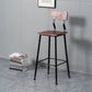 Modern Style Iron Barstool Solid Wood Seat Bar Chair with Backrest