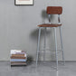 Modern Style Iron Barstool Solid Wood Seat Bar Chair with Backrest