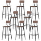 Modern Style Iron Barstool Solid Wood Seat Bar Chair with Backrest