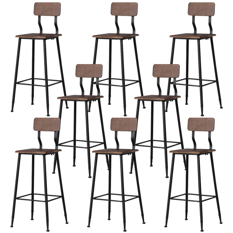 Modern Style Iron Barstool Solid Wood Seat Bar Chair with Backrest