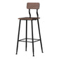 Modern Style Iron Barstool Solid Wood Seat Bar Chair with Backrest