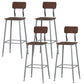 Modern Style Iron Barstool Solid Wood Seat Bar Chair with Backrest