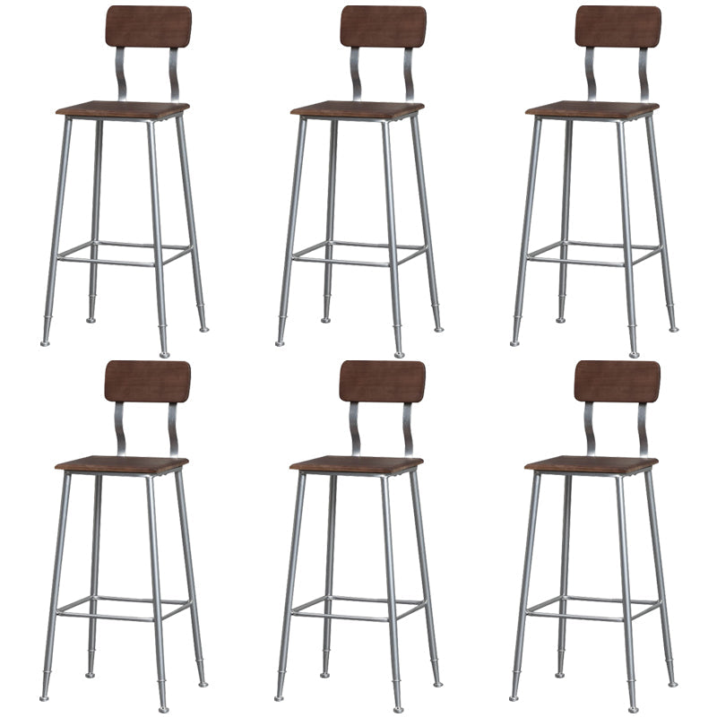 Modern Style Iron Barstool Solid Wood Seat Bar Chair with Backrest
