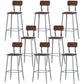 Modern Style Iron Barstool Solid Wood Seat Bar Chair with Backrest