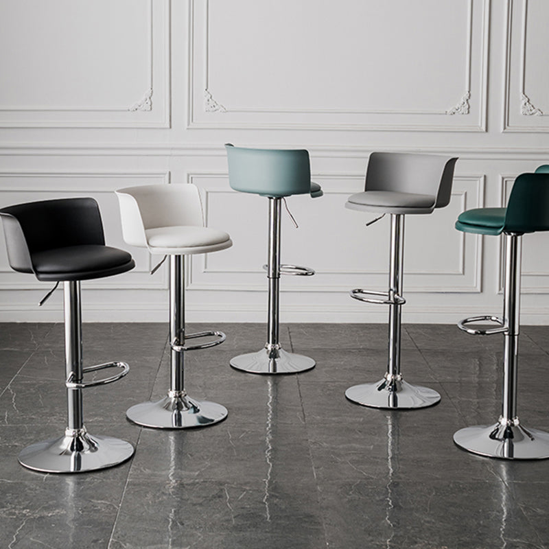 Metal Base Adjustable Height Bar Stool Contemporary Footrest Bar Stool