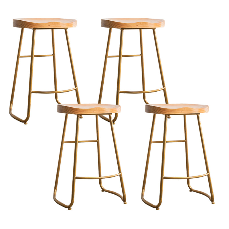 Modern Solid Wood Dining Stool Footrest Indoor Contoured Seat Counter-height Stool