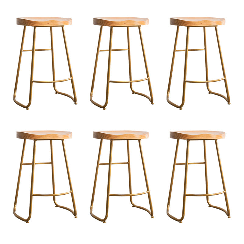 Modern Solid Wood Dining Stool Footrest Indoor Contoured Seat Counter-height Stool
