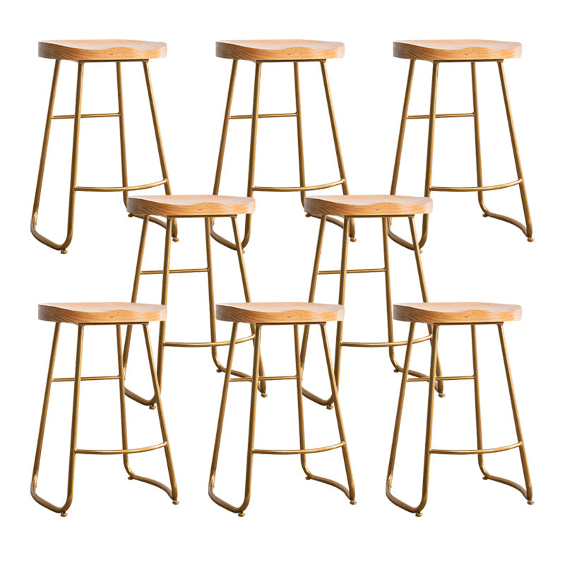 Modern Solid Wood Dining Stool Footrest Indoor Contoured Seat Counter-height Stool