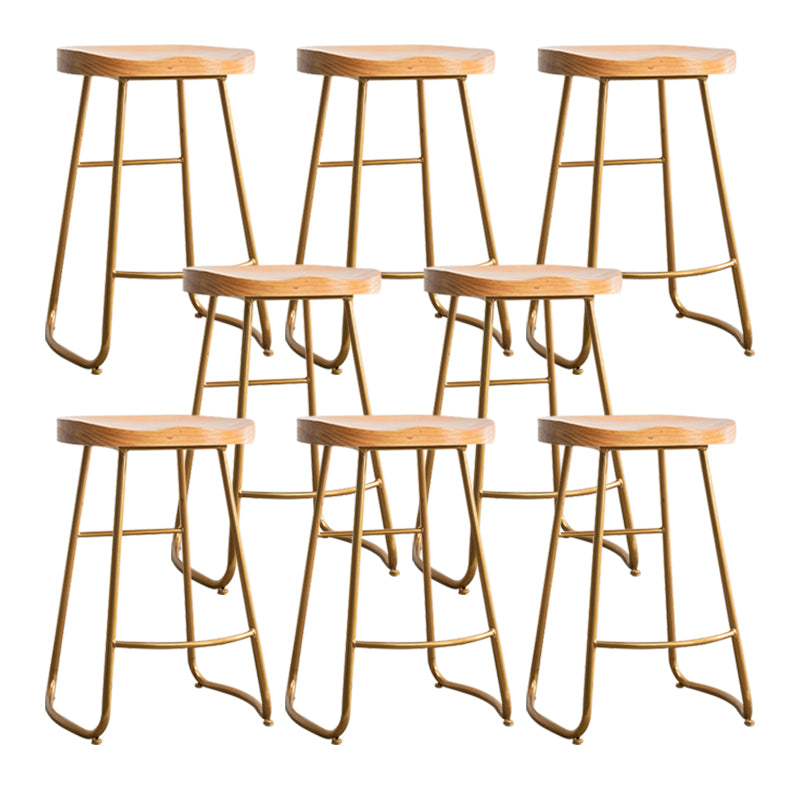 Modern Solid Wood Dining Stool Footrest Indoor Contoured Seat Counter-height Stool