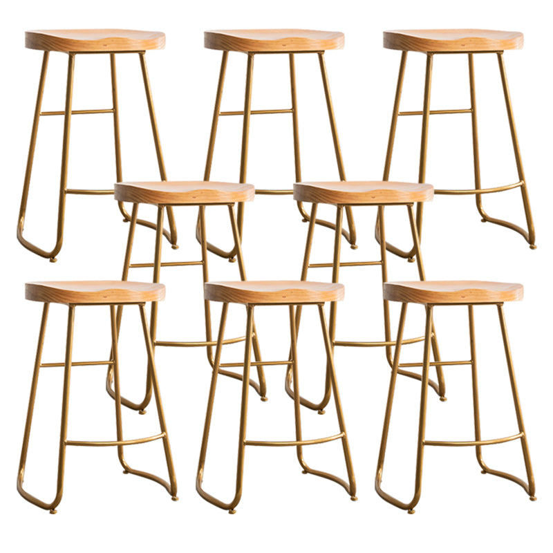 Modern Solid Wood Dining Stool Footrest Indoor Contoured Seat Counter-height Stool