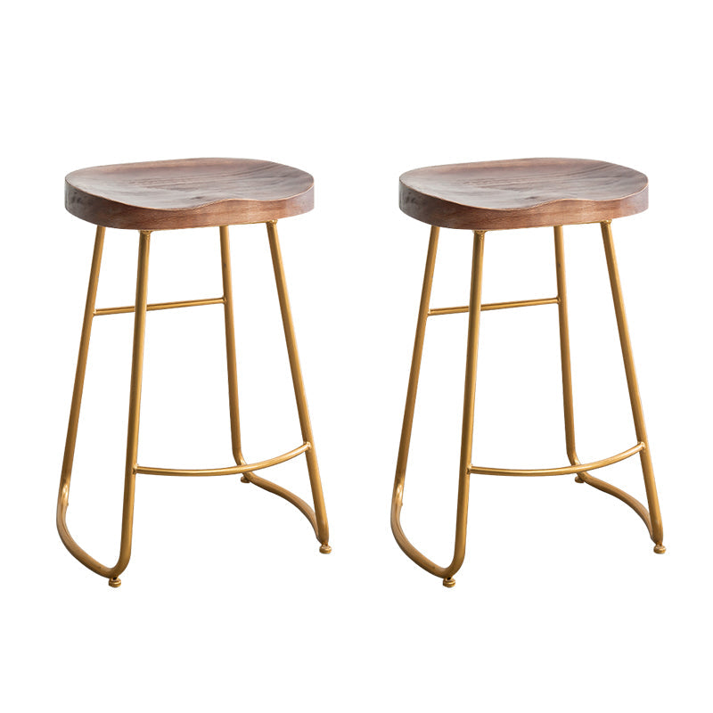 Modern Solid Wood Dining Stool Footrest Indoor Contoured Seat Counter-height Stool