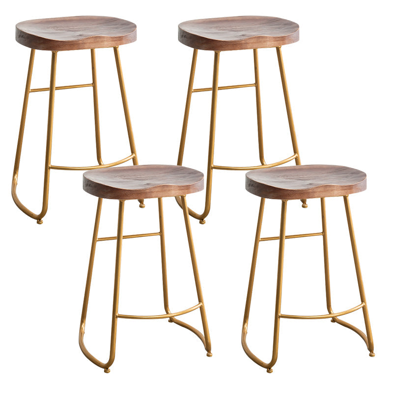 Modern Solid Wood Dining Stool Footrest Indoor Contoured Seat Counter-height Stool
