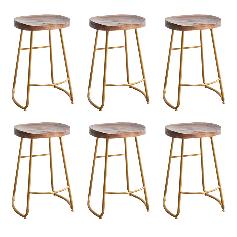 Modern Solid Wood Dining Stool Footrest Indoor Contoured Seat Counter-height Stool