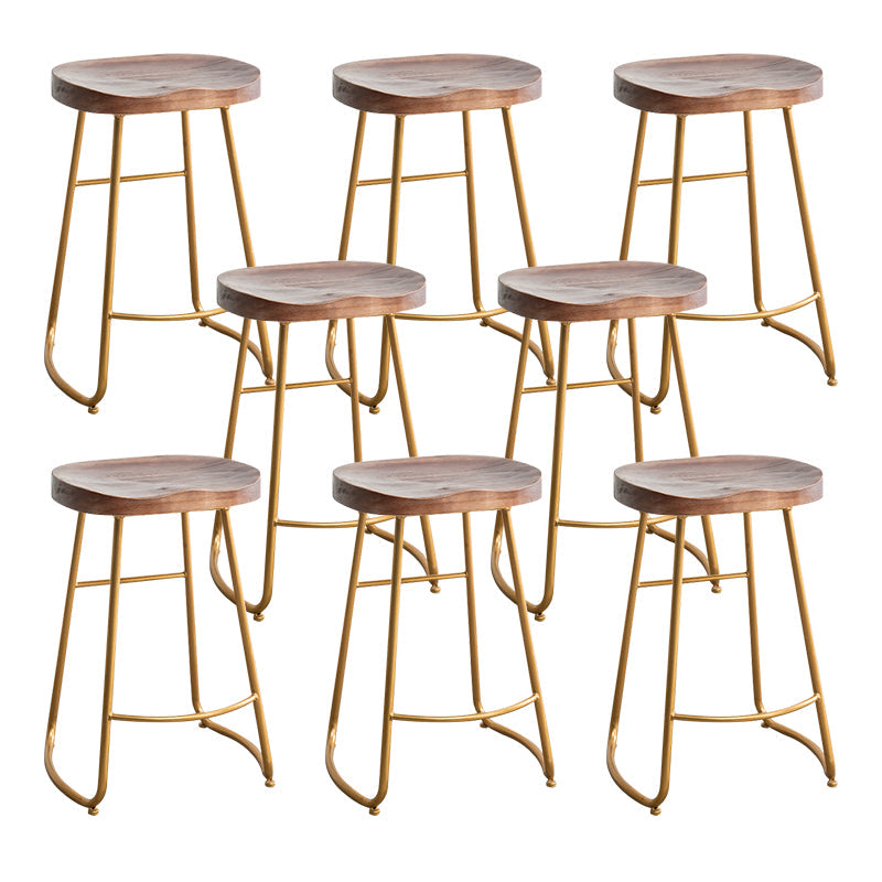 Modern Solid Wood Dining Stool Footrest Indoor Contoured Seat Counter-height Stool