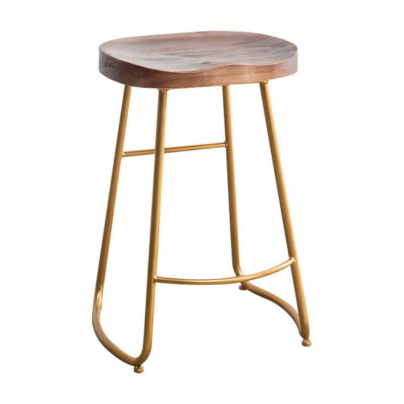 Modern Solid Wood Dining Stool Footrest Indoor Contoured Seat Counter-height Stool