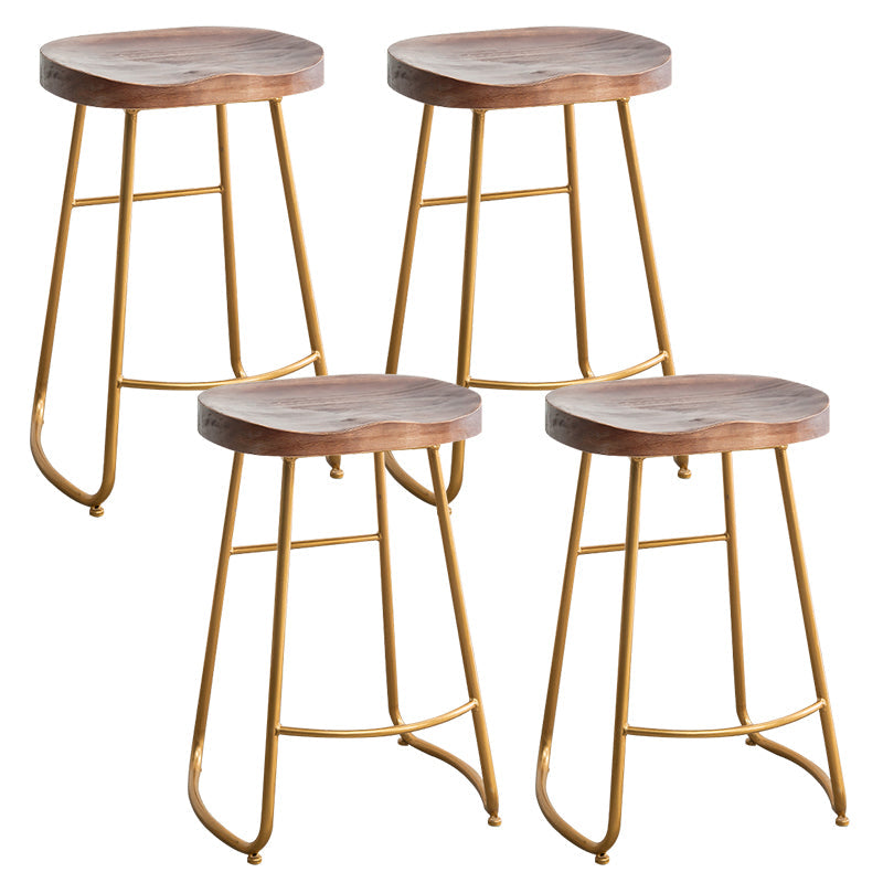 Modern Solid Wood Dining Stool Footrest Indoor Contoured Seat Counter-height Stool