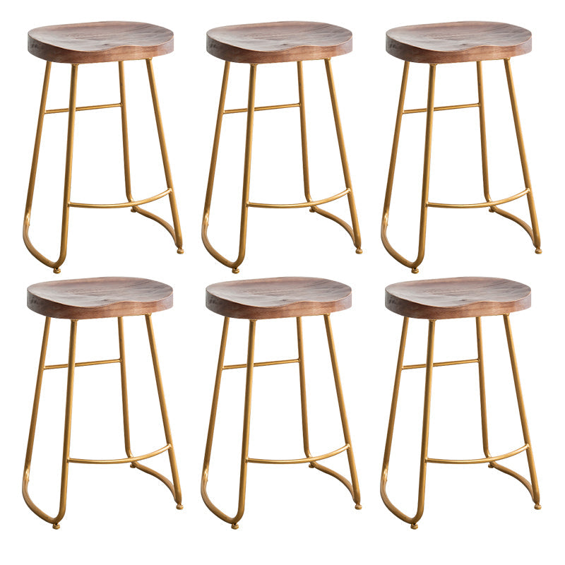 Modern Solid Wood Dining Stool Footrest Indoor Contoured Seat Counter-height Stool