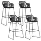 Contemporary Plastic Barstool Armed Stool with Steel Black Frame