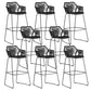 Contemporary Plastic Barstool Armed Stool with Steel Black Frame