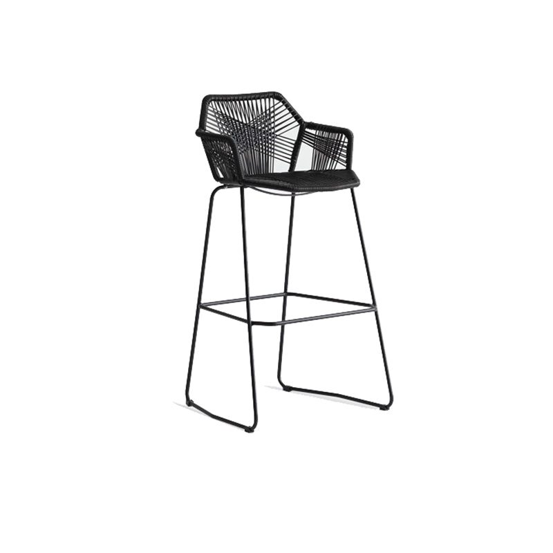 Contemporary Plastic Barstool Armed Stool with Steel Black Frame