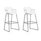 Contemporary Plastic Barstool Armed Stool with Steel Black Frame