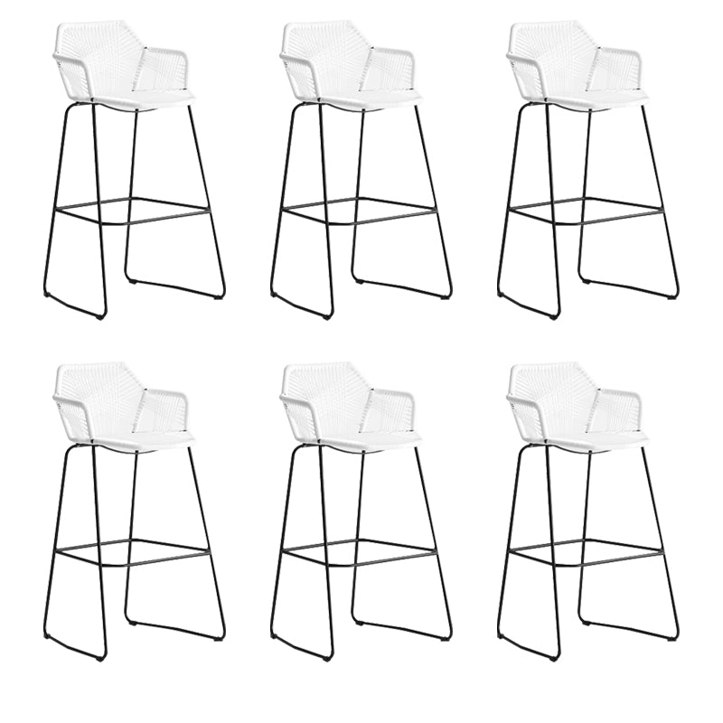 Contemporary Plastic Barstool Armed Stool with Steel Black Frame