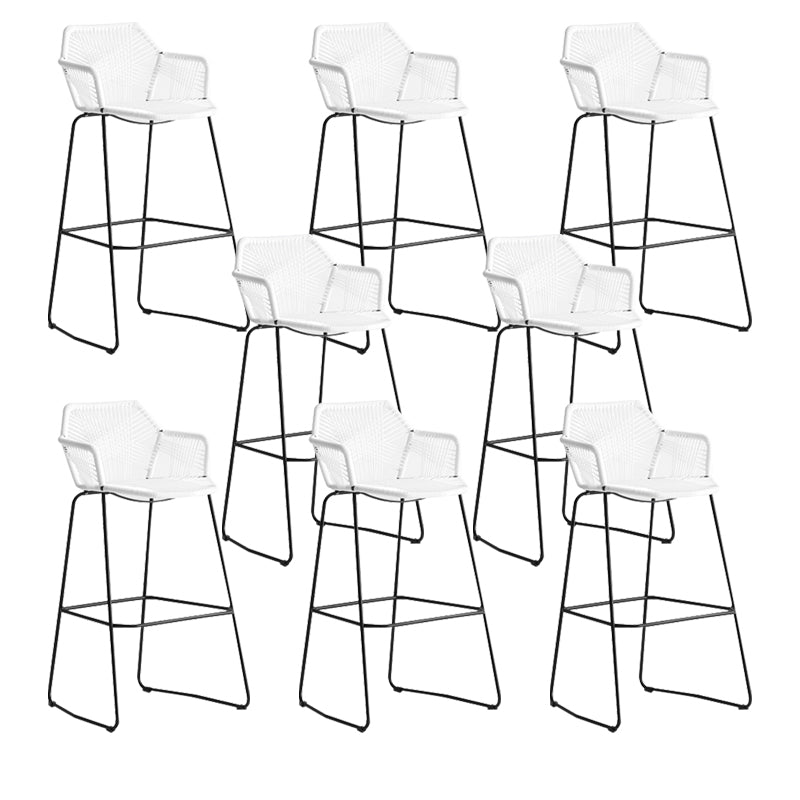 Contemporary Plastic Barstool Armed Stool with Steel Black Frame