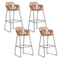 Contemporary Plastic Barstool Armed Stool with Steel Black Frame