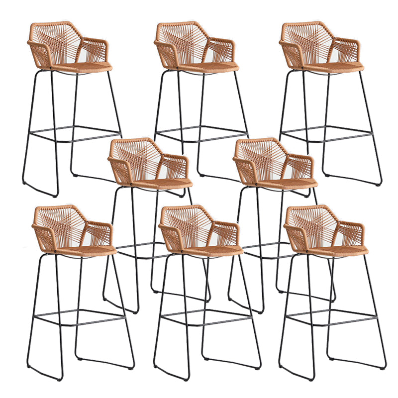 Contemporary Plastic Barstool Armed Stool with Steel Black Frame