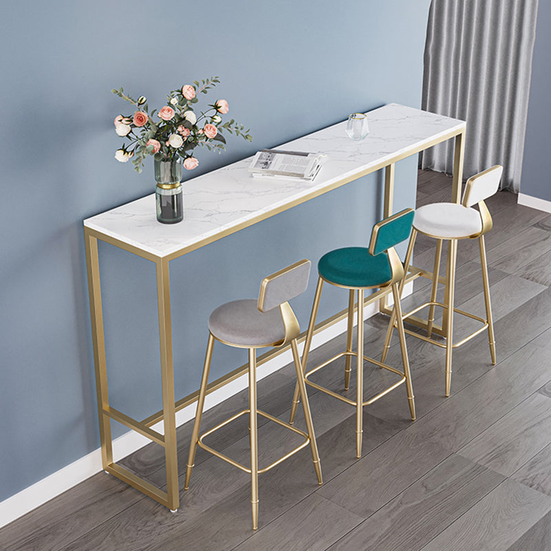 Nordic Backrest Armless Counter Stool Iron Cashier Bar Stool with Velvet Cushion