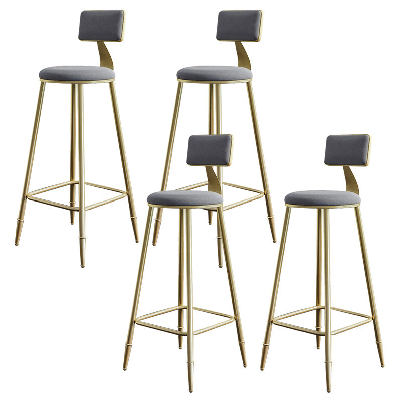 Nordic Backrest Armless Counter Stool Iron Cashier Bar Stool with Velvet Cushion