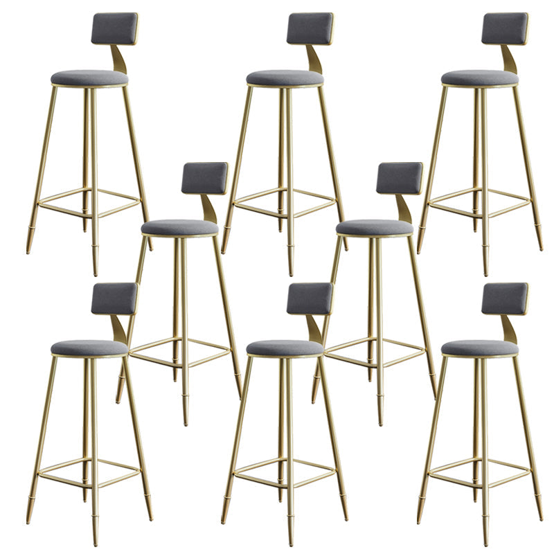Nordic Backrest Armless Counter Stool Iron Cashier Bar Stool with Velvet Cushion