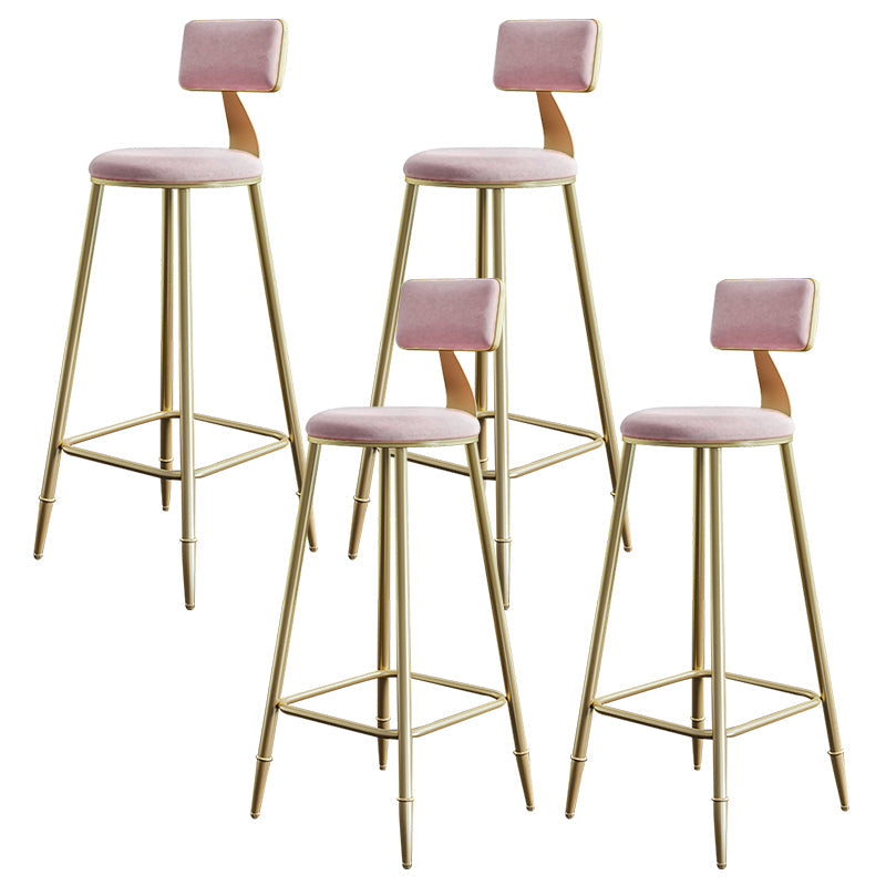 Nordic Backrest Armless Counter Stool Iron Cashier Bar Stool with Velvet Cushion
