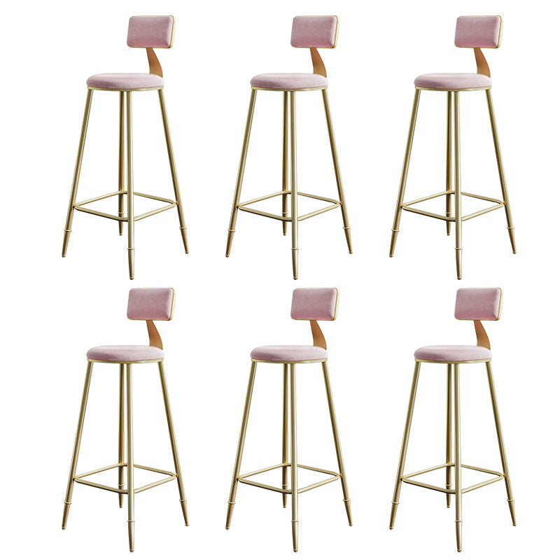 Nordic Backrest Armless Counter Stool Iron Cashier Bar Stool with Velvet Cushion