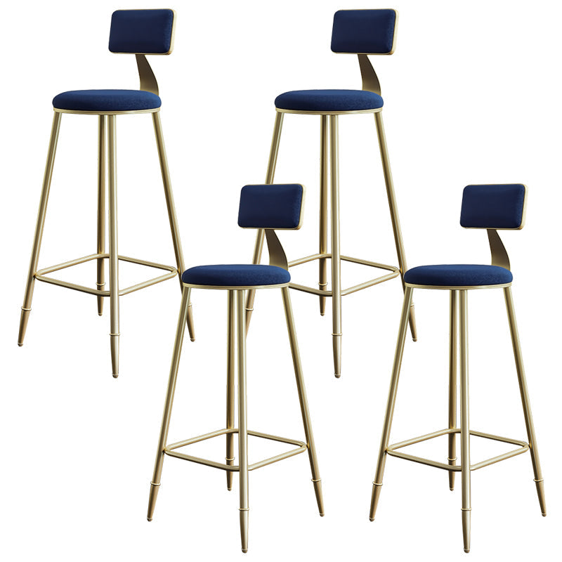 Nordic Backrest Armless Counter Stool Iron Cashier Bar Stool with Velvet Cushion