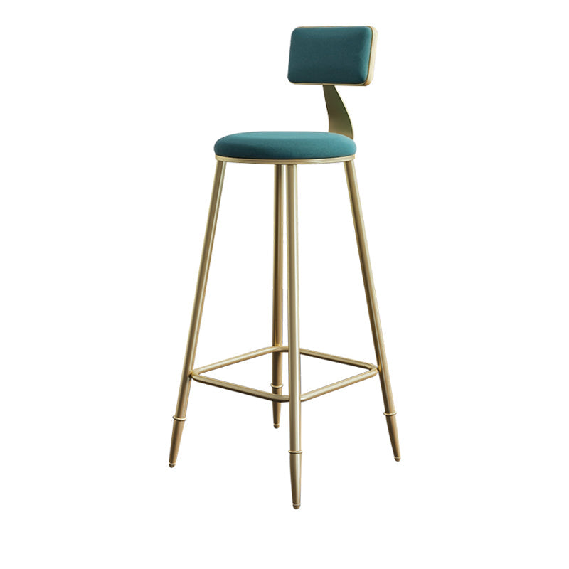 Nordic Backrest Armless Counter Stool Iron Cashier Bar Stool with Velvet Cushion