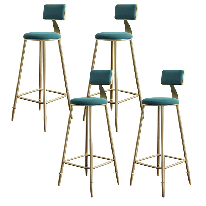 Nordic Backrest Armless Counter Stool Iron Cashier Bar Stool with Velvet Cushion