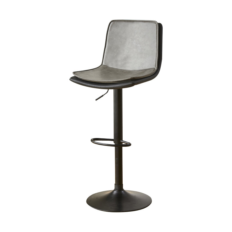 Scandinavian Adjustable Height Swivel Bar Stool Leather Upholstered Bar Stool Grey 1 Piece Clearhalo 'Bar Furniture' 'Bar Stools' 'bar_stools' 'furn' 'furn_bar_stools' 'Furniture' 'Kitchen & Dining Furniture' 6095718
