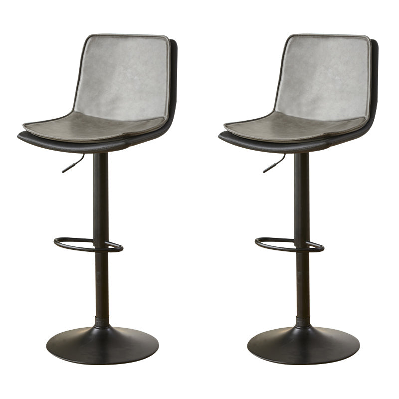 Scandinavian Adjustable Height Swivel Bar Stool Leather Upholstered Bar Stool Grey 2 Piece Set Clearhalo 'Bar Furniture' 'Bar Stools' 'bar_stools' 'furn' 'furn_bar_stools' 'Furniture' 'Kitchen & Dining Furniture' 6095719