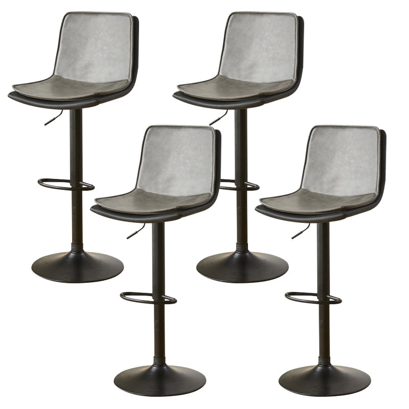 Scandinavian Adjustable Height Swivel Bar Stool Leather Upholstered Bar Stool Grey 4 Piece Set Clearhalo 'Bar Furniture' 'Bar Stools' 'bar_stools' 'furn' 'furn_bar_stools' 'Furniture' 'Kitchen & Dining Furniture' 6095722
