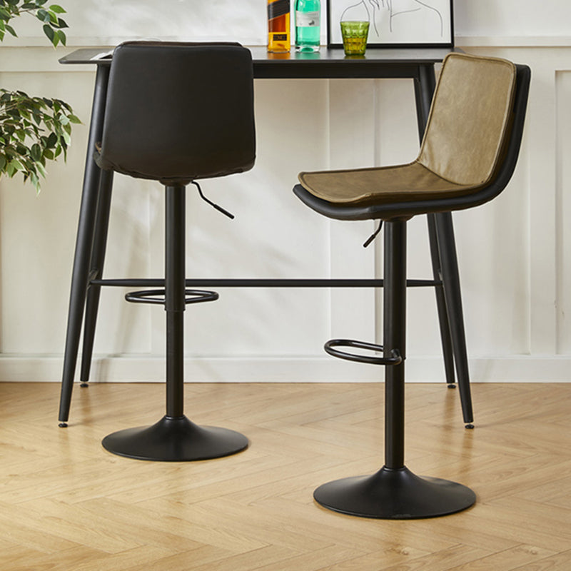 Scandinavian Adjustable Height Swivel Bar Stool Leather Upholstered Bar Stool Clearhalo 'Bar Furniture' 'Bar Stools' 'bar_stools' 'furn' 'furn_bar_stools' 'Furniture' 'Kitchen & Dining Furniture' 6095723
