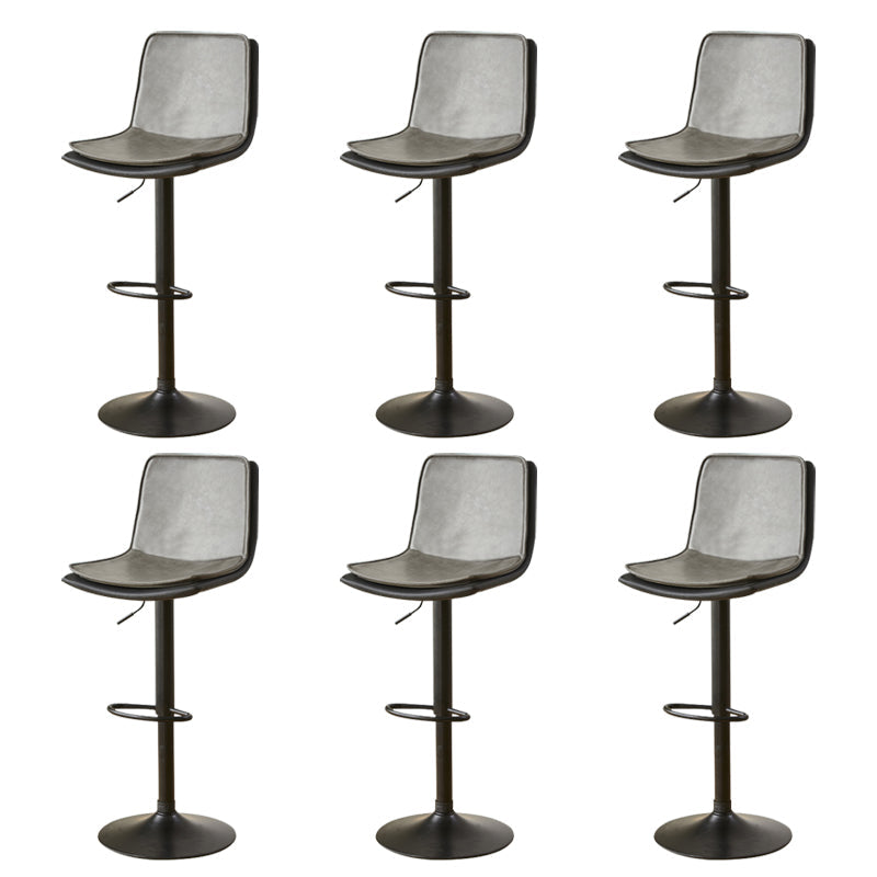 Scandinavian Adjustable Height Swivel Bar Stool Leather Upholstered Bar Stool Grey 6 Piece Set Clearhalo 'Bar Furniture' 'Bar Stools' 'bar_stools' 'furn' 'furn_bar_stools' 'Furniture' 'Kitchen & Dining Furniture' 6095724