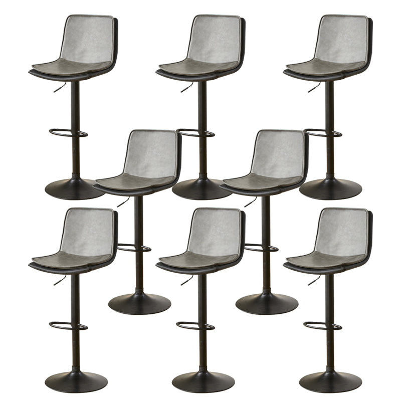 Scandinavian Adjustable Height Swivel Bar Stool Leather Upholstered Bar Stool Grey 8 Piece Set Clearhalo 'Bar Furniture' 'Bar Stools' 'bar_stools' 'furn' 'furn_bar_stools' 'Furniture' 'Kitchen & Dining Furniture' 6095725
